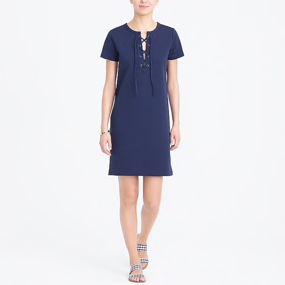 NWT J. Crew Lace Up Gray Dress - Picture 4 of 8
